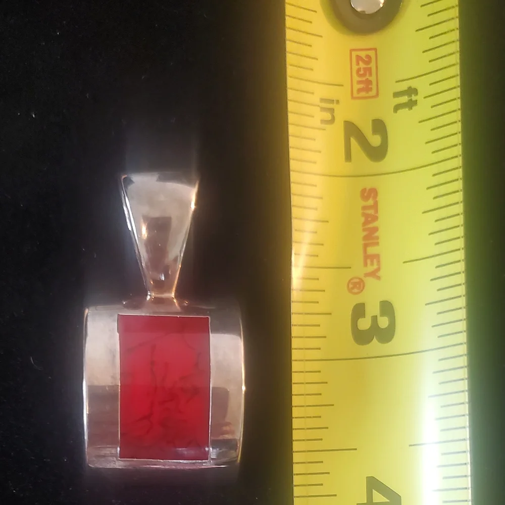 SILPADA ~Retired~ 925 Sterling Silver Red Stone Inlay Necklace  Pendant